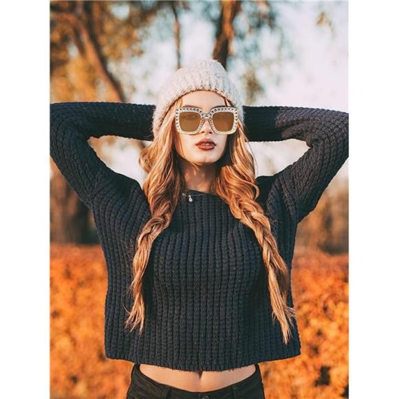 Oversized Square Glitter Sunglasses Sparkly Sunglasses Retro Frame Sunglasses - Picture 3 of 7